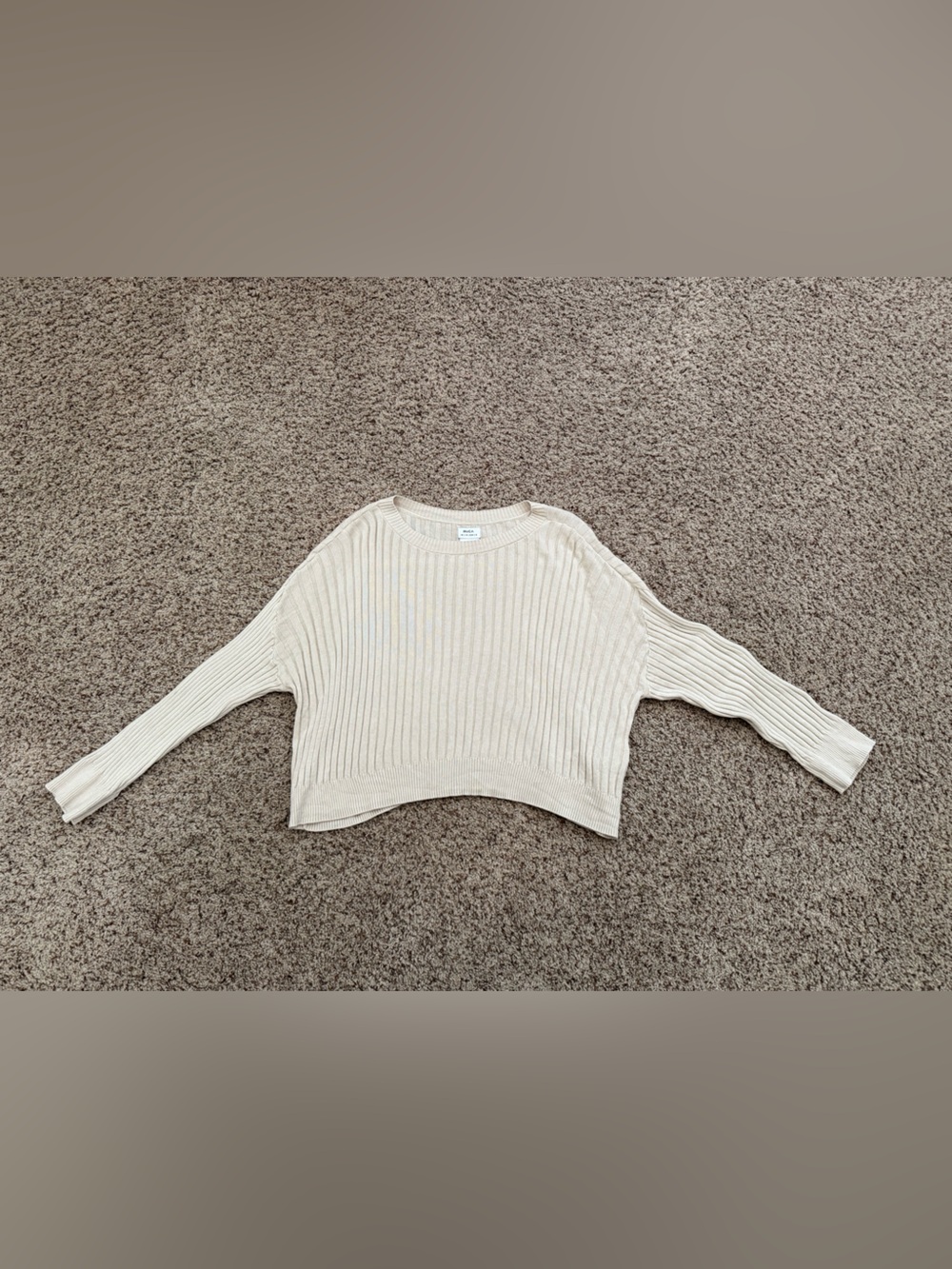 RVCA Cream Ribbed Crewneck Sweater
